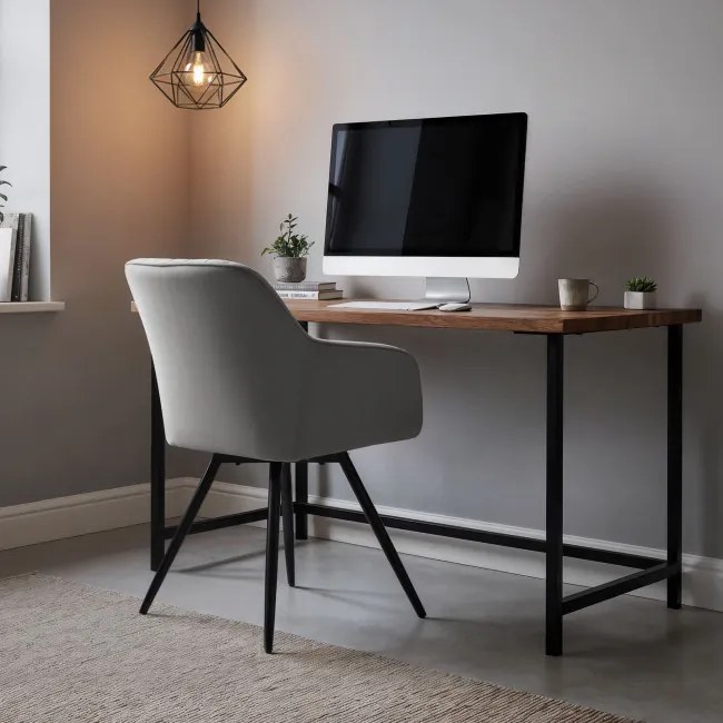 Sada dvoch jedálenských stoličiek TURNO zamatové, sivé / čierne nohy (2 ks)