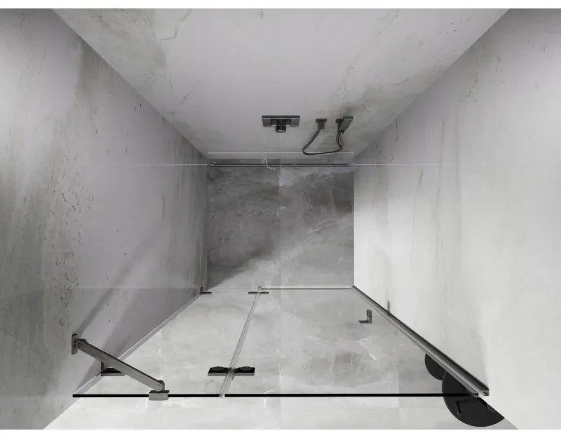 Mexen, Mexen Lunar výklopné sprchové dvere ľavé 115 cm, transparentné, brúsený nikel - 834-115-000-97-00-L