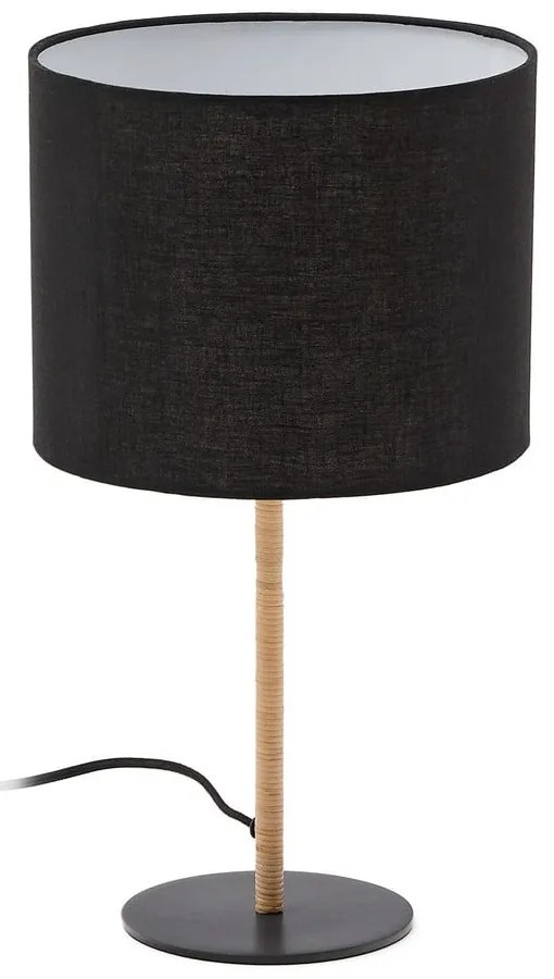 Čierna stolová lampa s textilným tienidlom (výška 45 cm) Pina – Kave Home