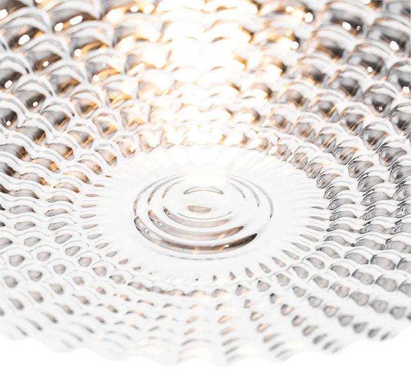 Klasické stropné svietidlo čierne s dymovým sklom 35 cm IP44 - Nohmi