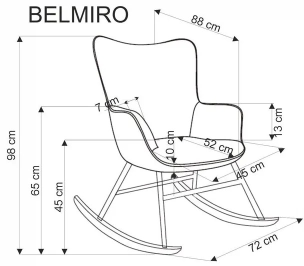 Olivové hojdacie kreslo BELMIRO
