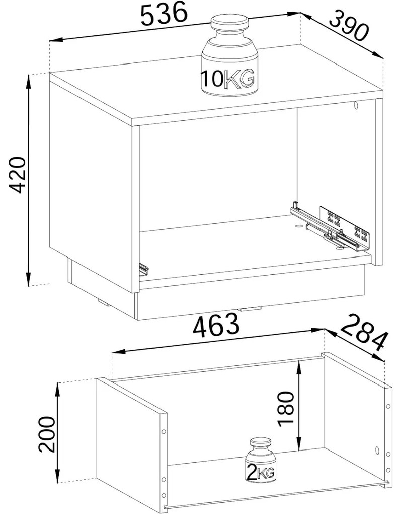 Nočný stolík Royal II 54 cm biely/zlatý