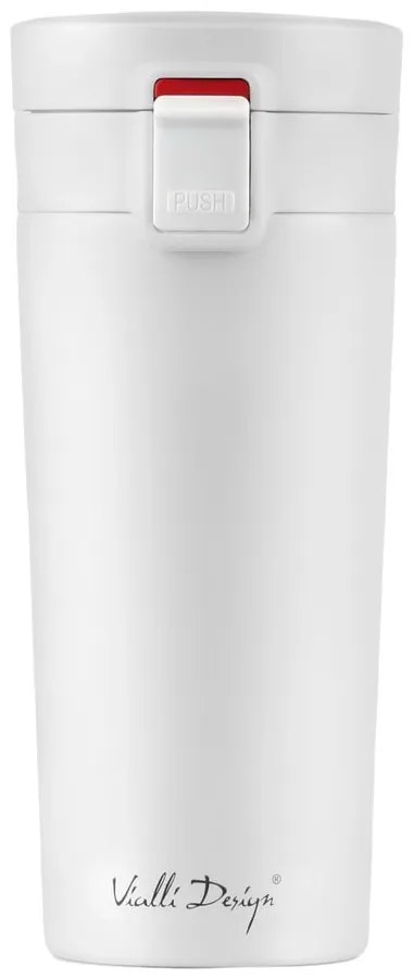 Biely cestovný termohrnček Vialli Design Fuori, 400 ml