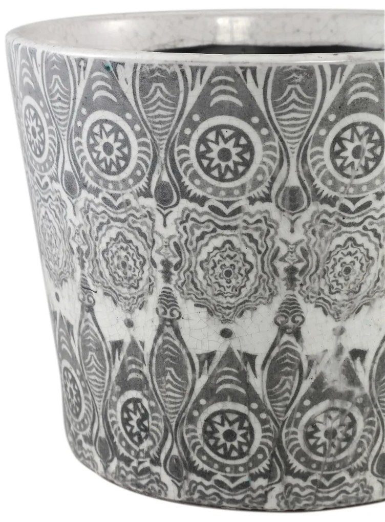 Okrúhly keramický kvetináč BEIRE 14 cm, sivo-biely Veľkosť: L