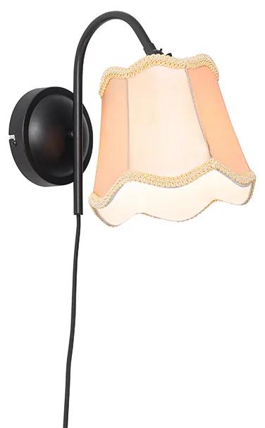 Klasická nástenná lampa čierna s tienidlom zlatá - Nona