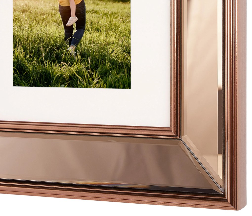 Zrkadlový rám na 3 fotografie medený DABOLA Beliani