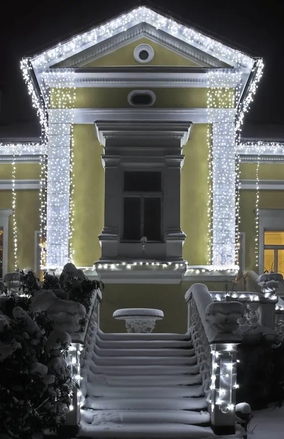 DECOLED LED světelný řetěz FLASH, 20 m, ledově bílá, 120 diod, IP67, bílý kabel, Easy Fix