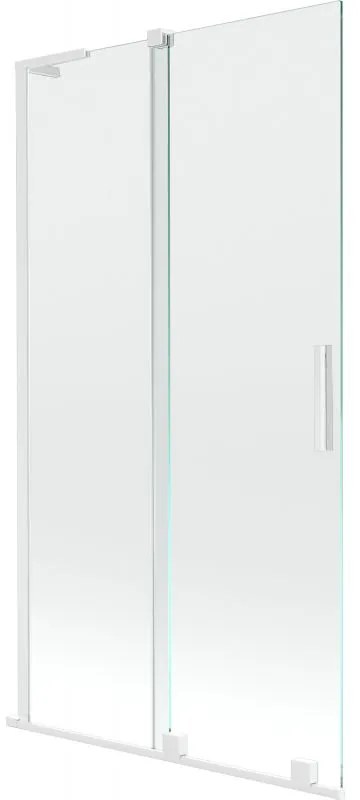 Mexen Velar L, 2-krídlová posuvná vaňová zástena 100 x 150 cm, 8mm číre sklo, biely profil, 896-100-003-01-20