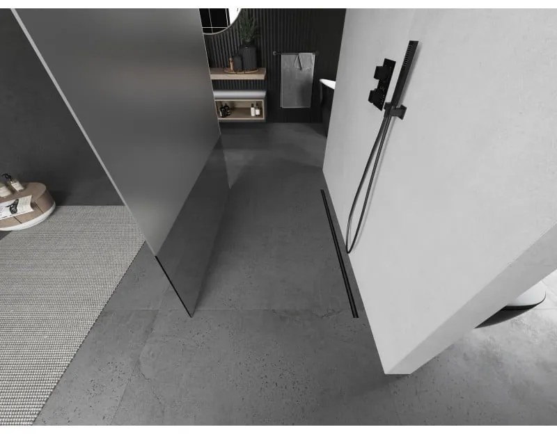 Mexen Kioto, sprchová zástena Walk-In 110 x 200 cm, 8mm číre sklo-námraza, grafitový profil, 800-110-002-66-35