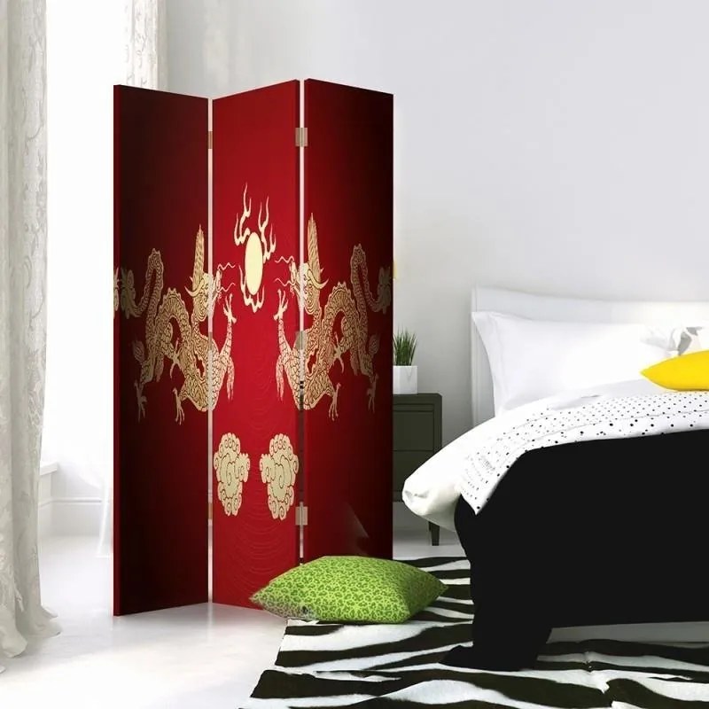 Gario Paraván Red Dragons Rozmery: 145 x 170 cm, Prevedenie: Otočný paraván 360°