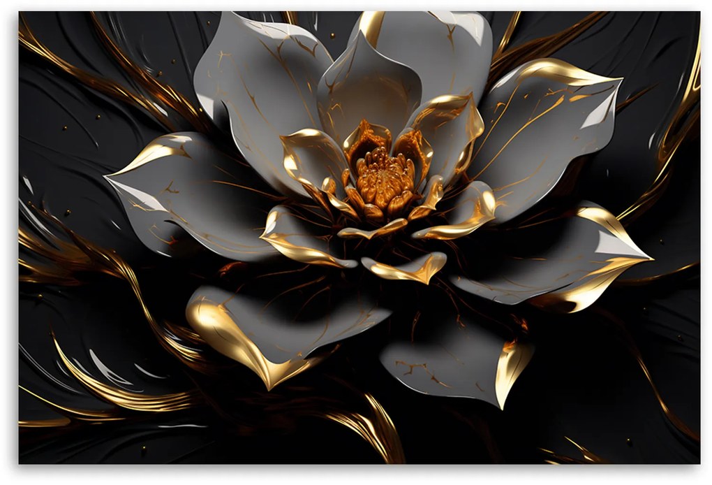 Gario Obraz na plátne Zlatosivý lotosový kvet Rozmery: 60 x 40 cm