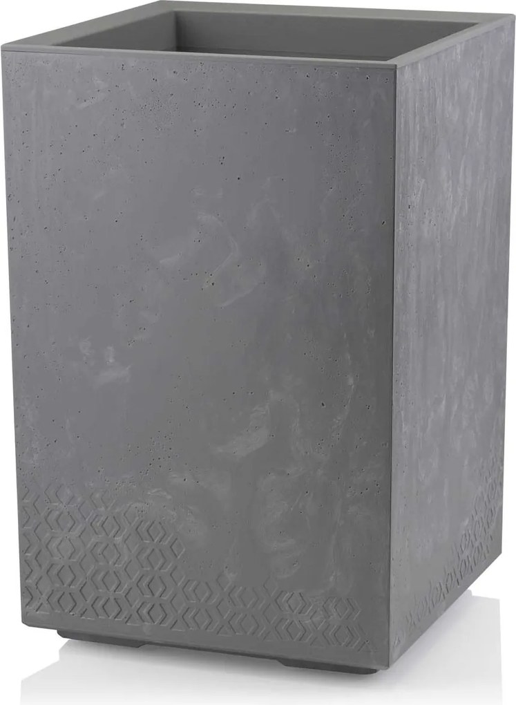 PLASTOVÝ KVETINÁČ NA KOLIESKACH BETONIQUE 60X40X40 CM IMITÁCIA BETÓNU SIVÁ