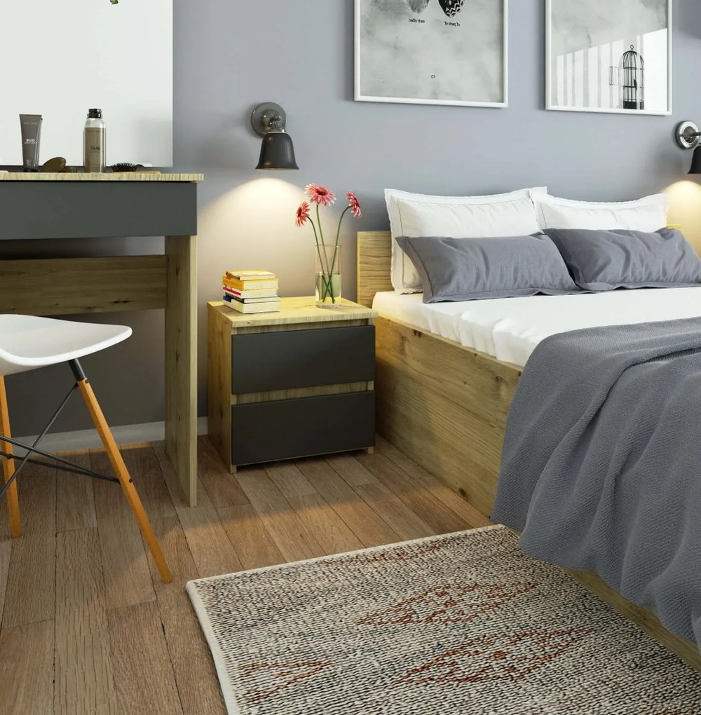 Noční stolek CL2 40 cm dub artisan/grafitově šedý