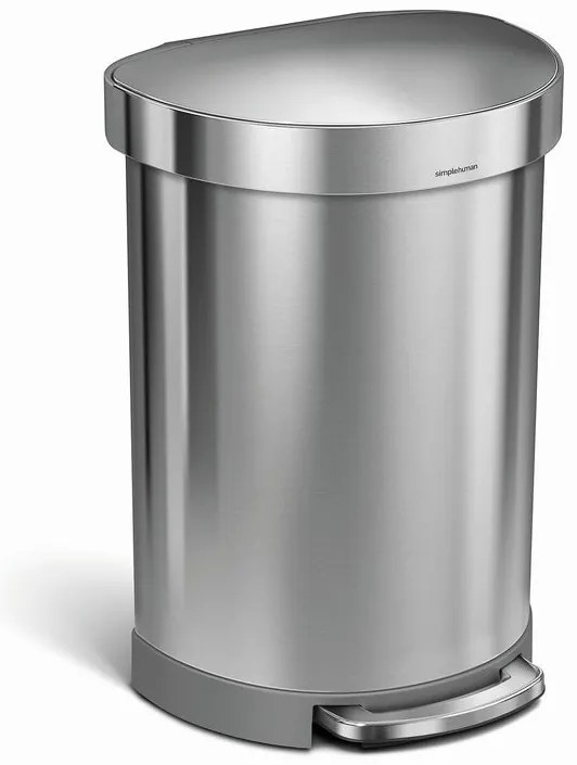 Pologuľatý pedálový kôš 60 l, kartáčovaná oceľ, nerez