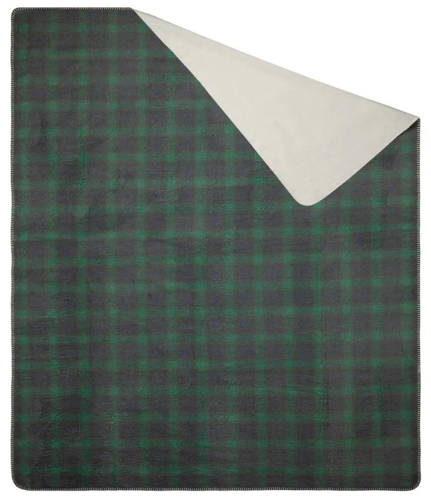 Károvaná zelená vianočná deka