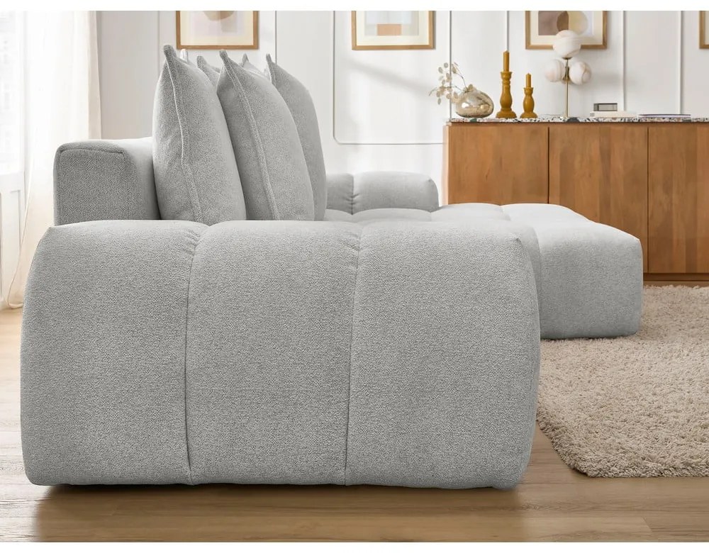 Svetlosivá ženilková rozkladacia/s úložným priestorom rohová pohovka (pravý roh/s leňoškou) Everest – Bobochic Paris