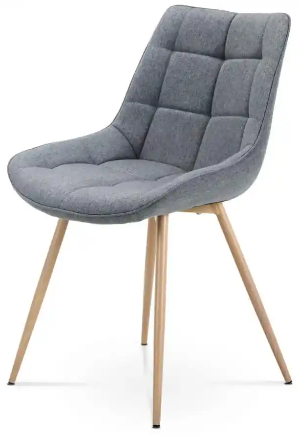 Autronic - Jedálenská stolička CT-394 GREY2, sivá látka, kovové nohy, 3D  dekor dub | BIANO