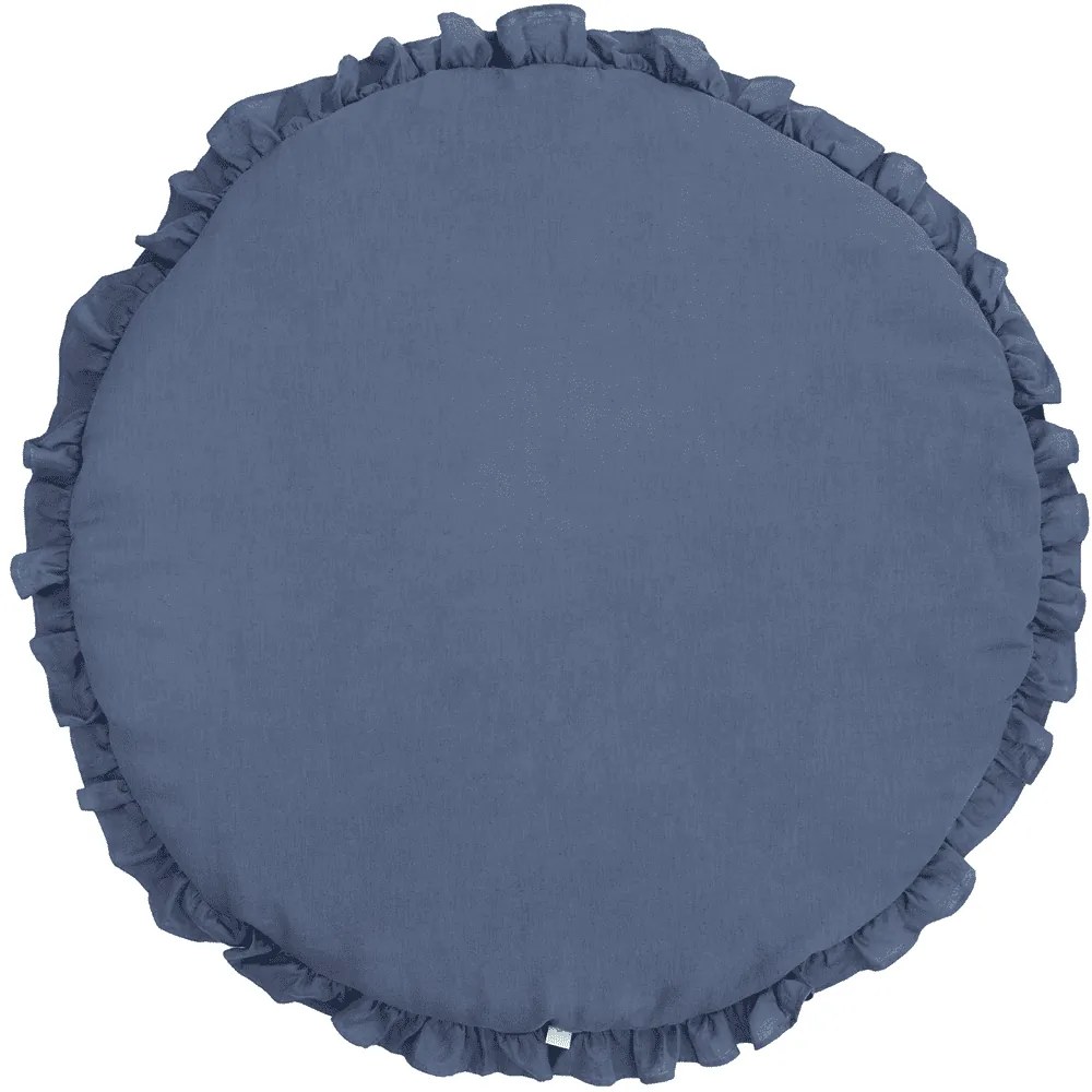 Dětská lněná podložka na hraní s volánem džínovina