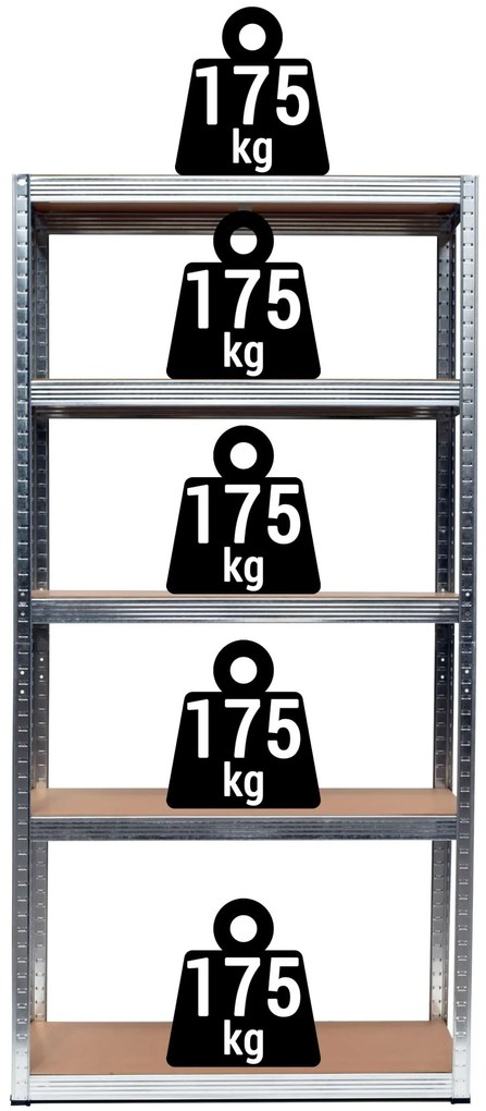 Skladový regál 5 úrovní 875 kg 180 x 90 x 40 cm