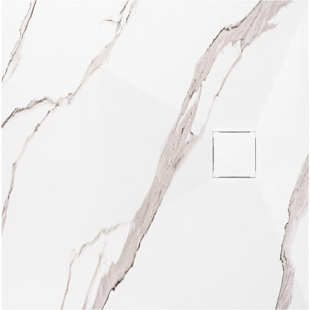 Rea Magnum Carrara, SMC sprchová vanička 90x90, biela-kamenný vzor, REA-K7005