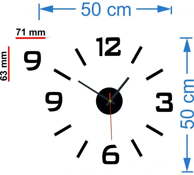 Styles Nástěnné hodiny nalepovací XS SANDERO X0089 černé