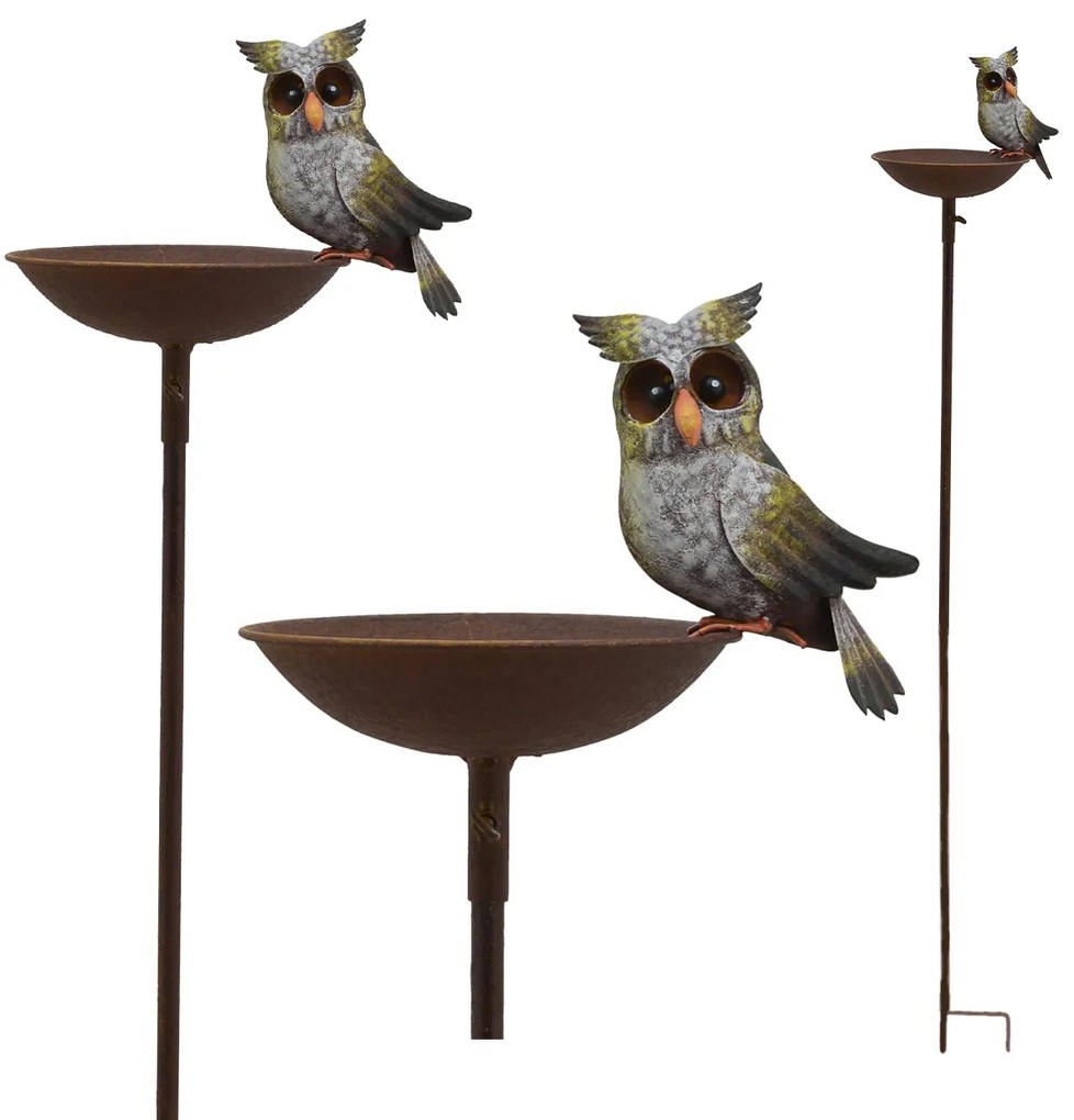Zapichovacie napájadlo pre vtáky Owl, 124,5x24 cm, kov, viacfarebná