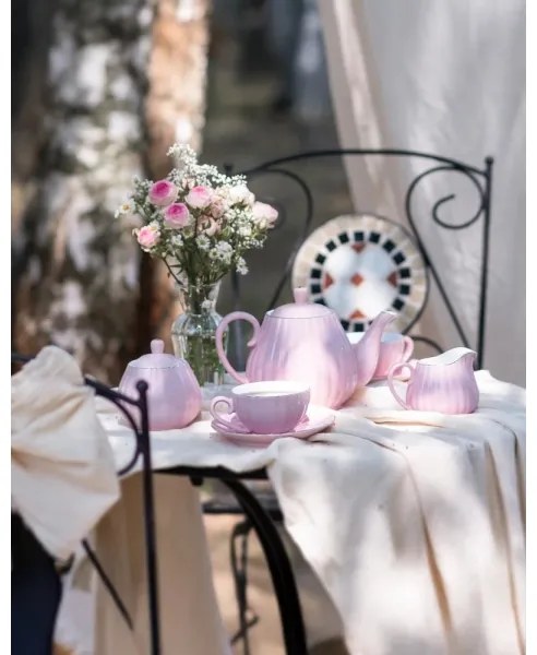 Porcelánová 15-dielna kávová súprava, ružová