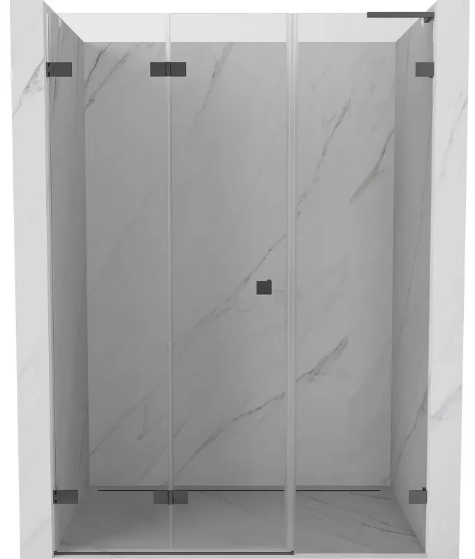 Mexen Lunar-F, L skladacie ľavé sprchové dvere 130 cm, 8mm číre sklo, grafitový profil, 836SL-130-050-95-00-L