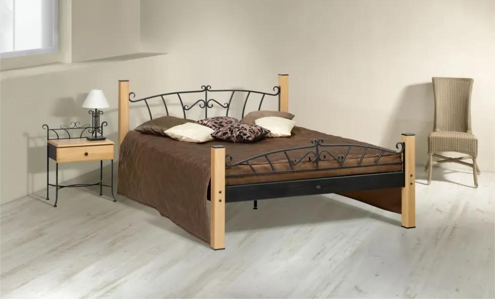 IRON-ART ALTEA - pôvabná kovová posteľ 160 x 200 cm, kov + drevo