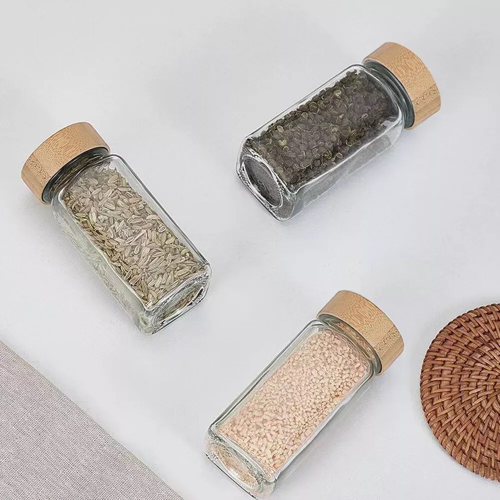 Hranatá korenička s bambusovým viečkom DECOR, 120 ml (1 ks)