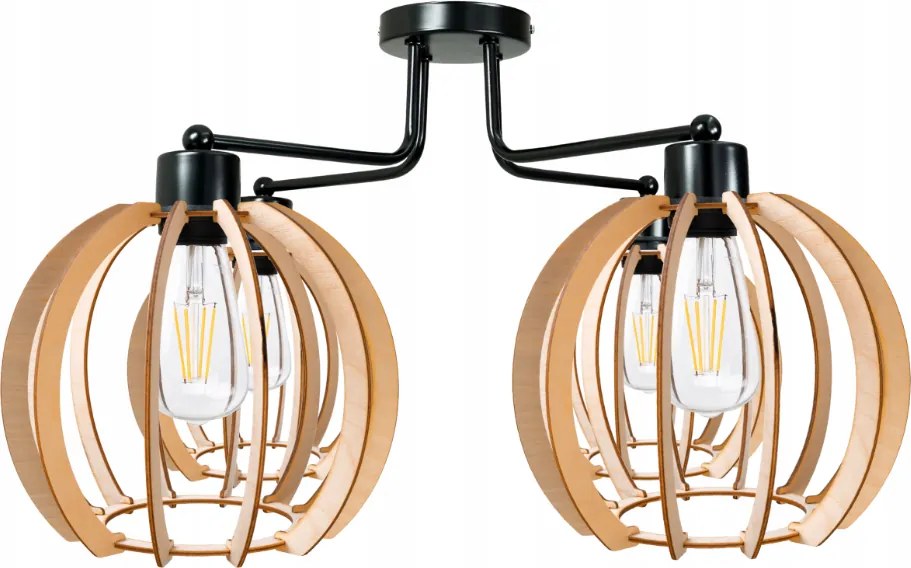 BERGE Závesná lampa DRON 4xE27 - DREVENÁ GUĽA 2