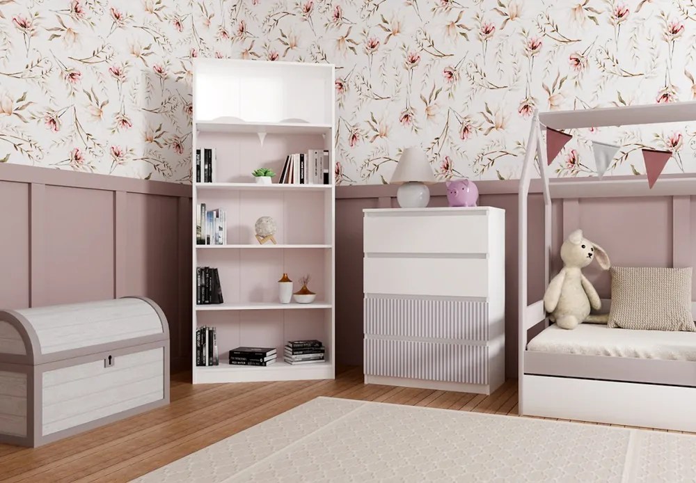 Detská komoda MALWA M4 ARTESO bielo-ružová
