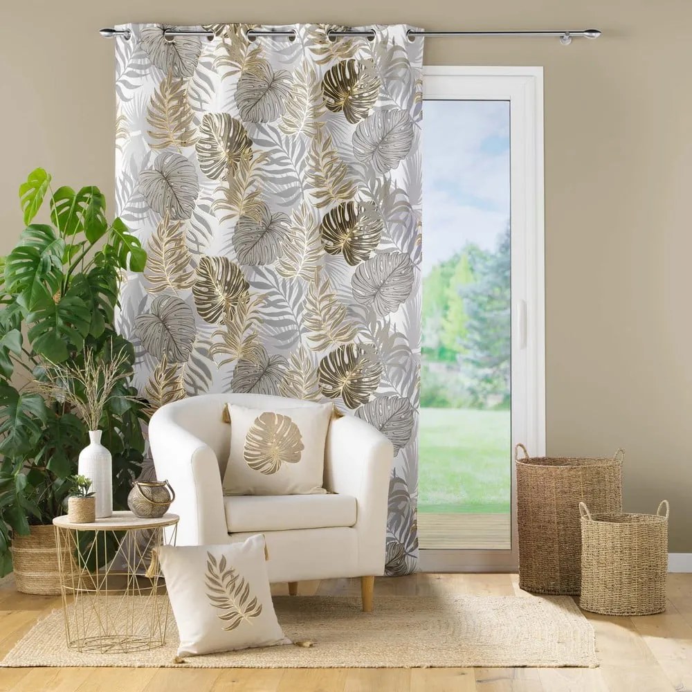 Sivý/v zlatej farbe záves 140x260 cm Mogador – douceur d'intérieur