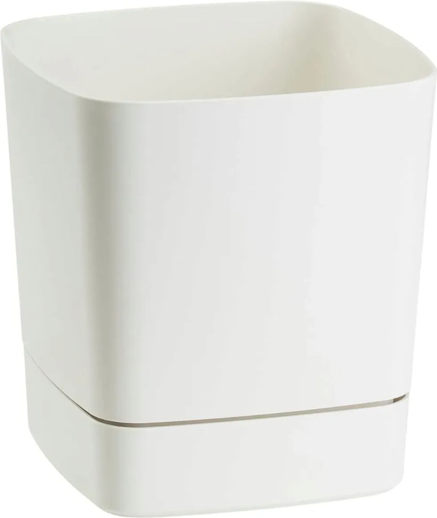 Plastový květináč s podmiskou Cubi 16x16 cm krémový