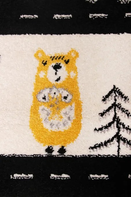 Detský koberec Kiddy H046A svetlosivý / žltý