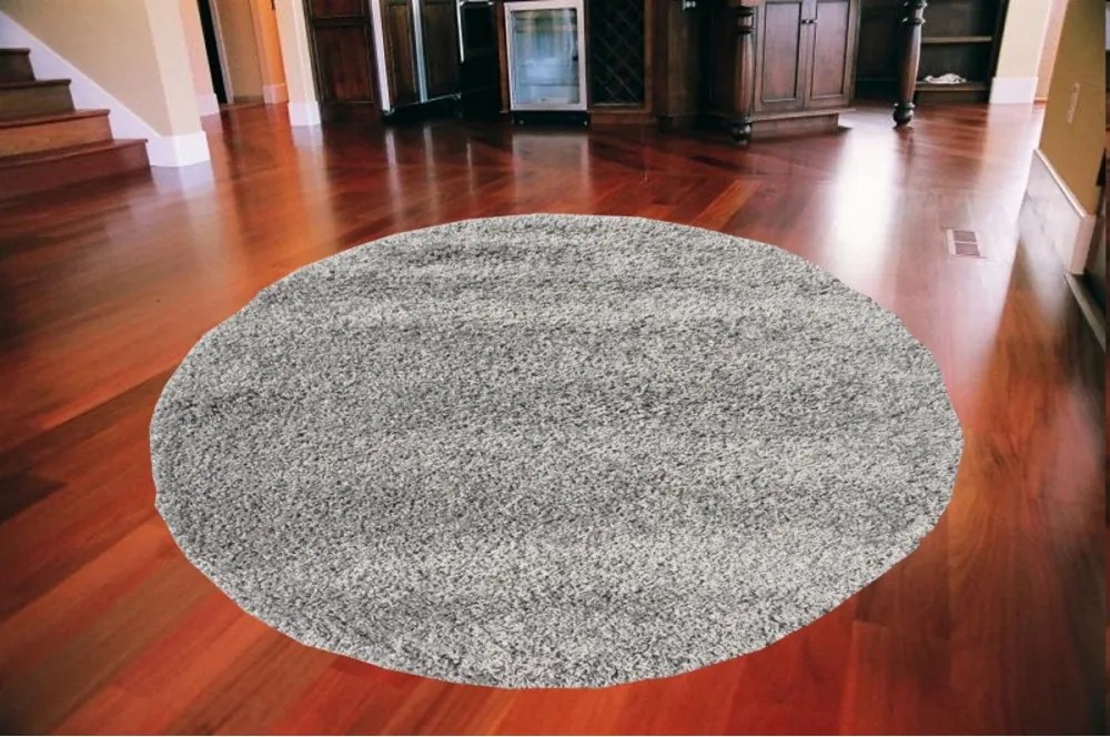 Kusový koberec Shaggy vlas 50mm sivý kruh, Velikosti 80x80cm