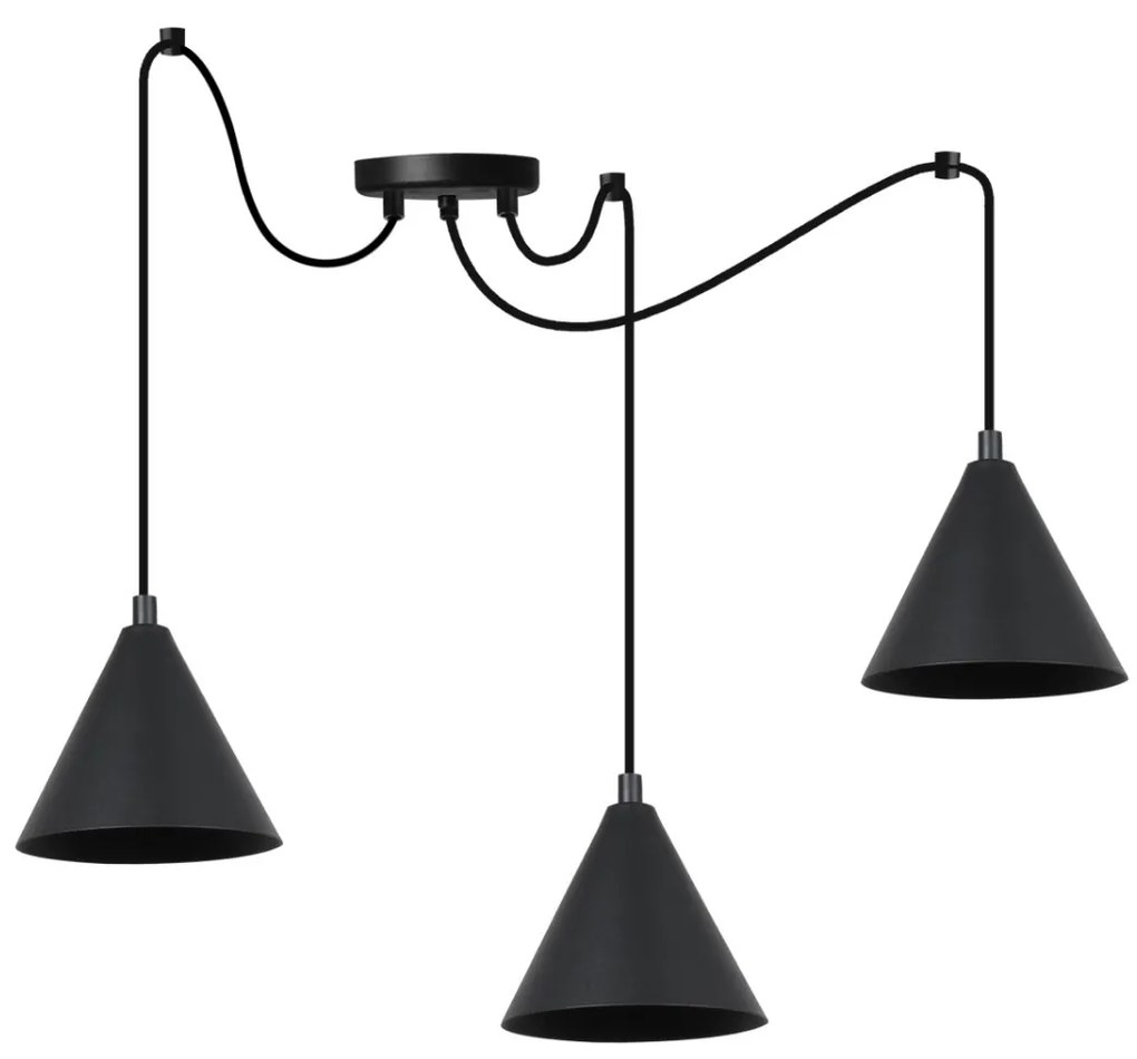 Závesné svietidlo Soho Spider, 3x čierne kovové tienidlo, (fi 14cm)