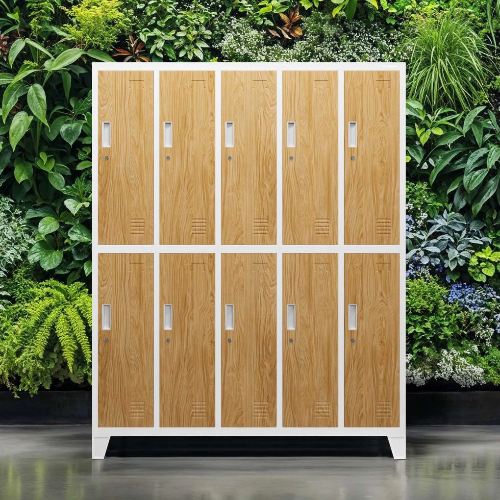 BHP šatní skrinka biela/zlatý dub: Eco Design 10-dverová BARTEK