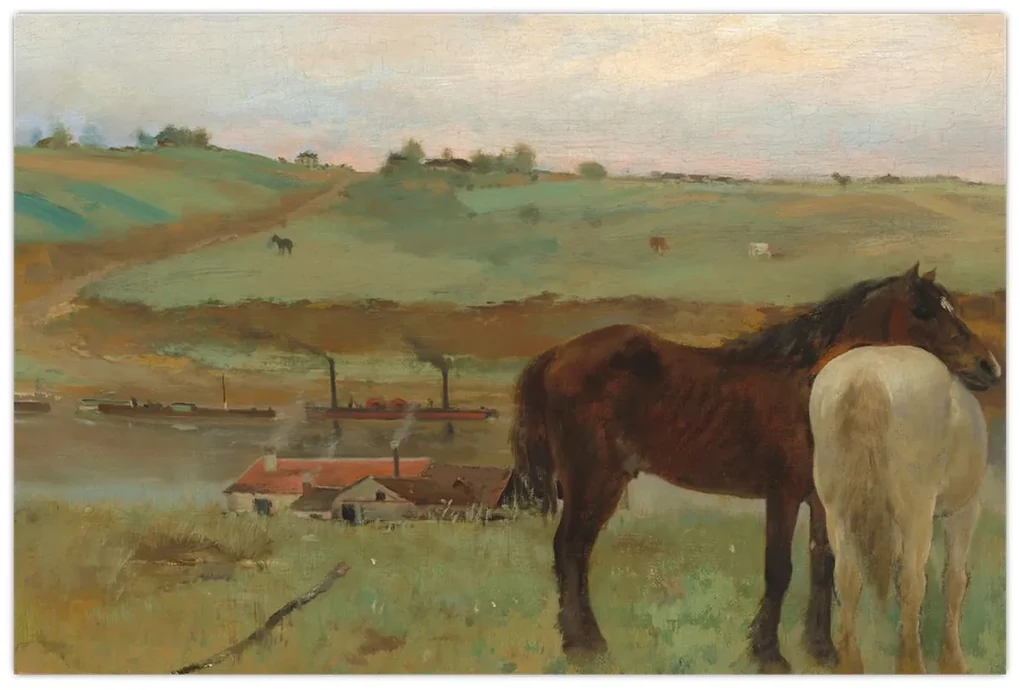Obraz - Edgar Degas, Horses in a Meadow, reprodukcia (90x60 cm)