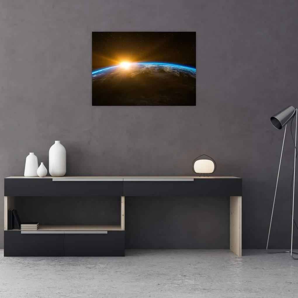 Sklenený obraz planéty Zem z vesmíru (70x50 cm)