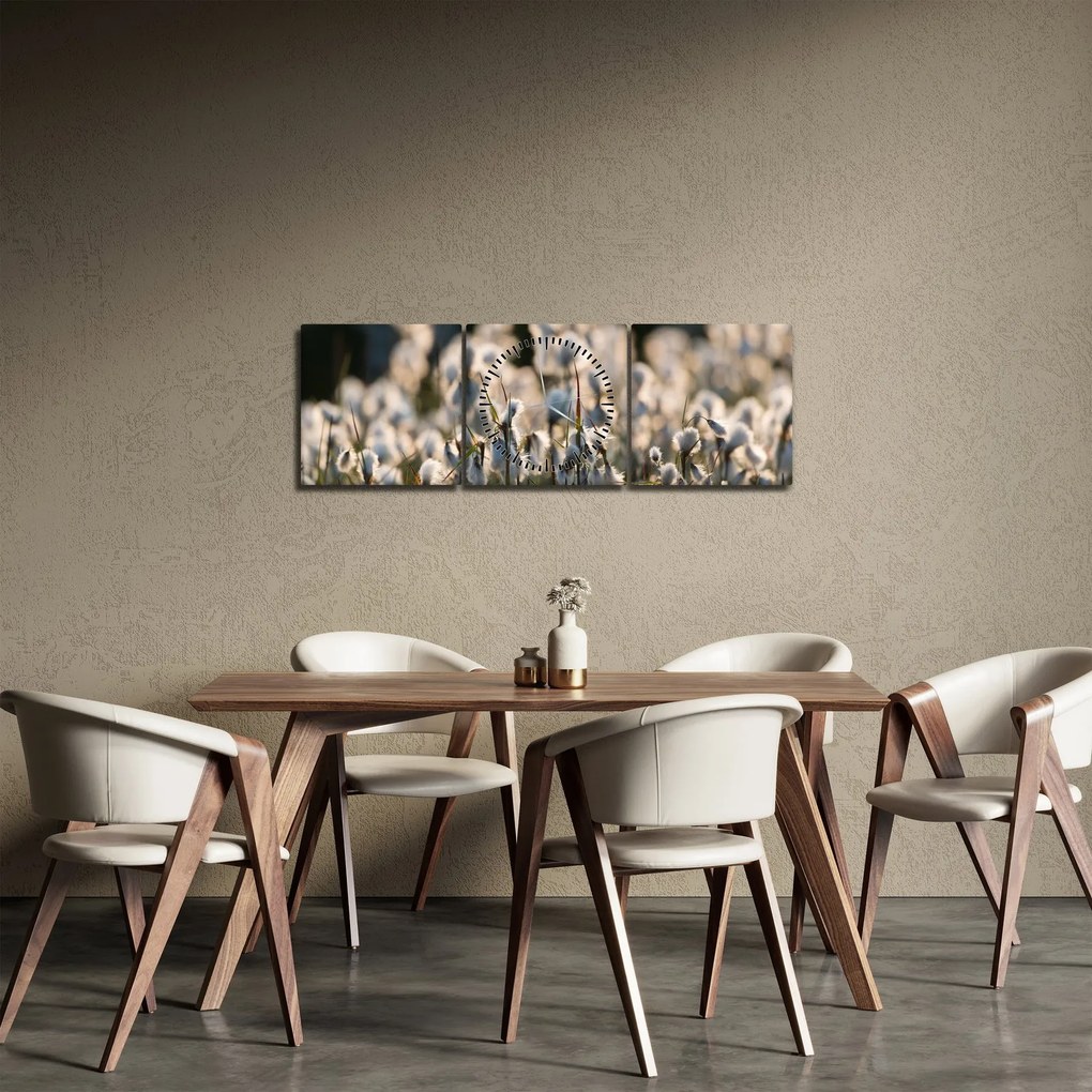 Obraz - Biely páperník (s hodinami) (90x30 cm)