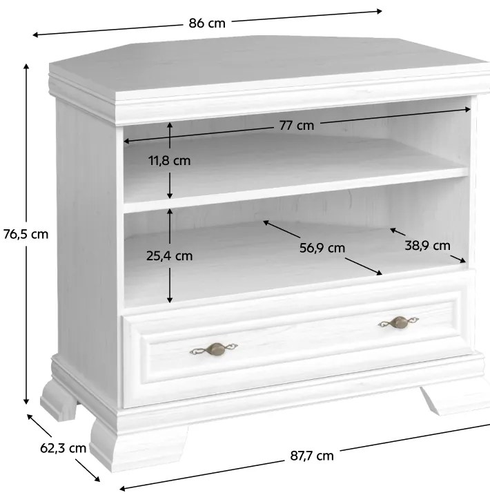 KORA rohový TV stolík, borovica Andersen