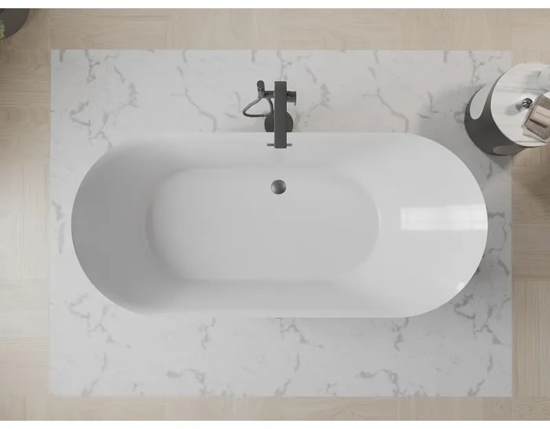 Mexen Roxy, voľne stojaca vaňa 180 x 85 cm, biela, grafitový matný brúsený prepad, 51201808500-66