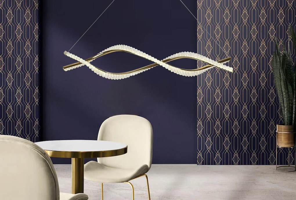 Toolight Toolight, LED závesné svietidlo 95cm, 2800 lm, G033-CP, zlatá lesklá, OSW-06300