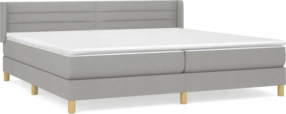 vidaXL Kontinentálna posteľ s matracom, svetlosivá, tkanina 200 x 200 cm