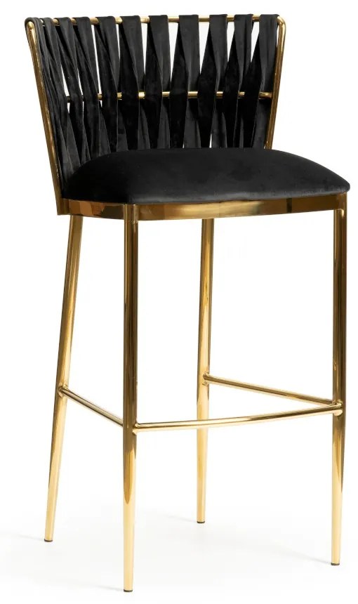 BAROVÁ STOLIČKA ALETTA ČIERNY ZAMAT + ZLATÁ 70