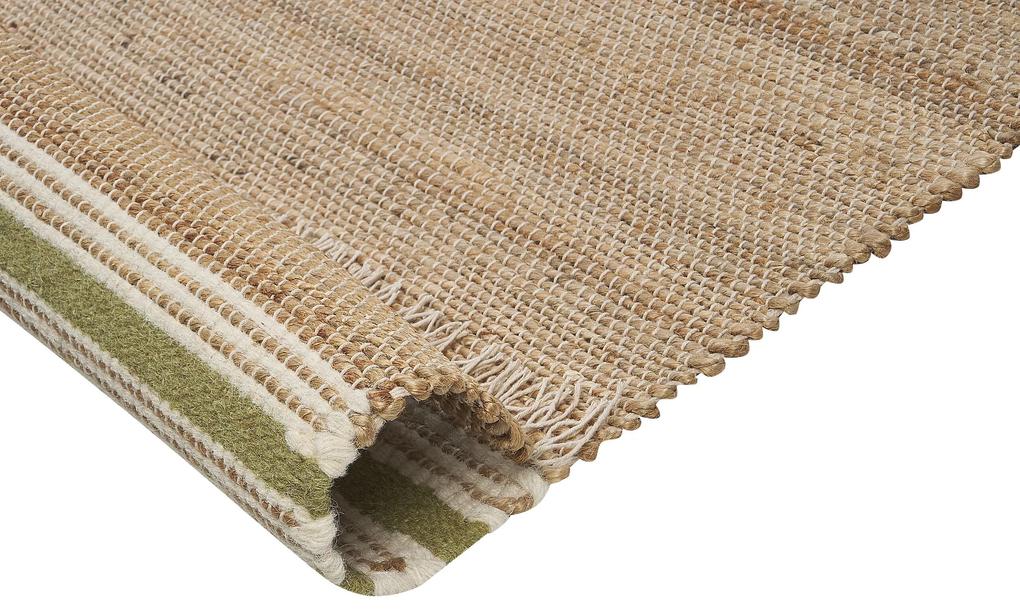 Jutový koberec 160 x 230 cm béžová/zelená MIRZA Beliani