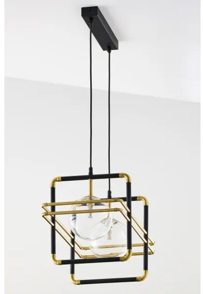 Jupiter 2029 - Luster na lanku FIORI 2xG9/10W/230V čierna/zlatá/číra