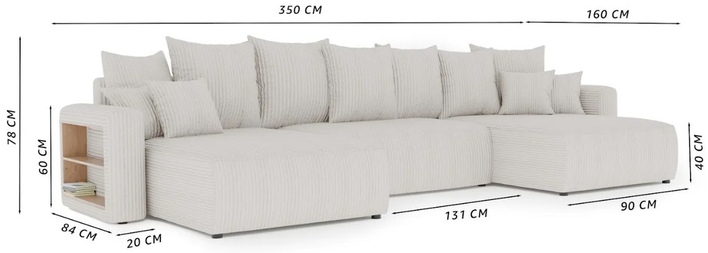 Rohová sedačka Napolia U (béžová). Akcia -20%. Vlastná spoľahlivá doprava až k Vám domov. 1133181