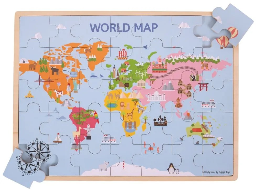 Bigjigs Toys Drevená puzzle mapa sveta